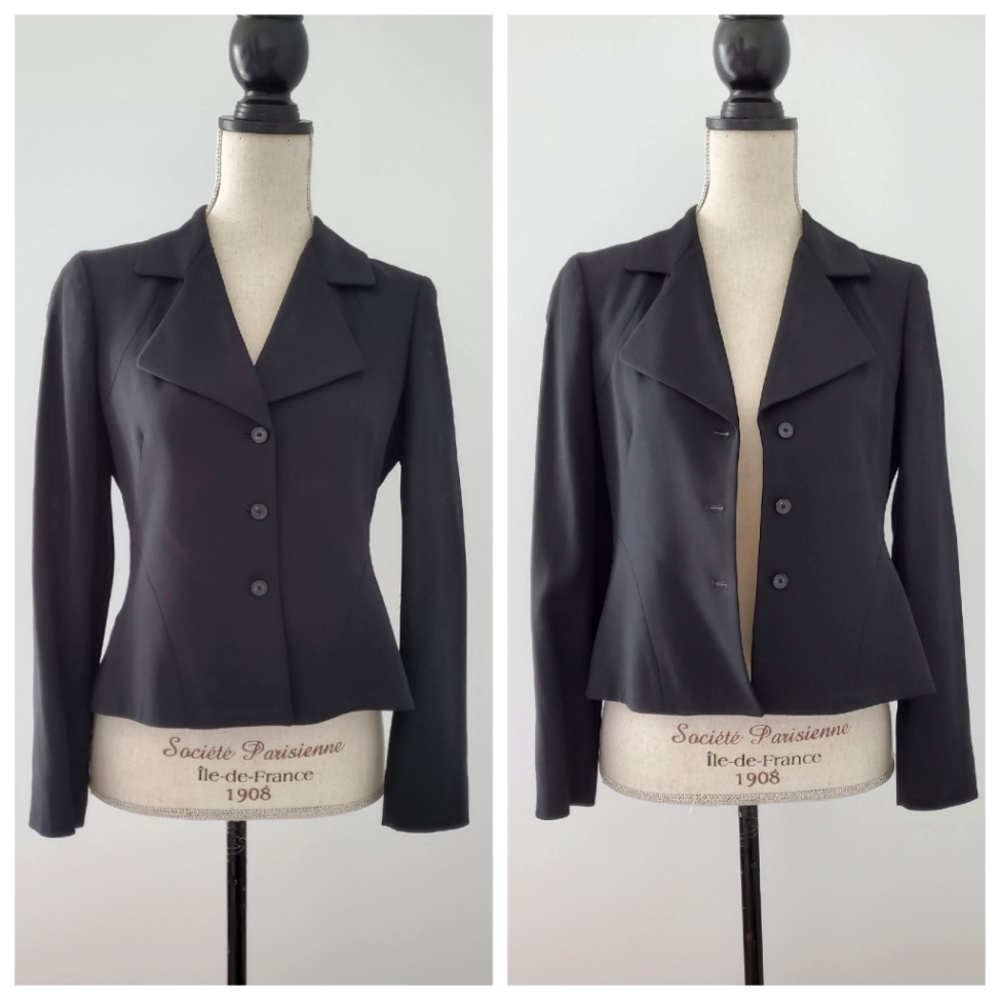 EUC Jones New York Fitted Classic Black Blazer Suit Coat Jacket Size 6 Petite